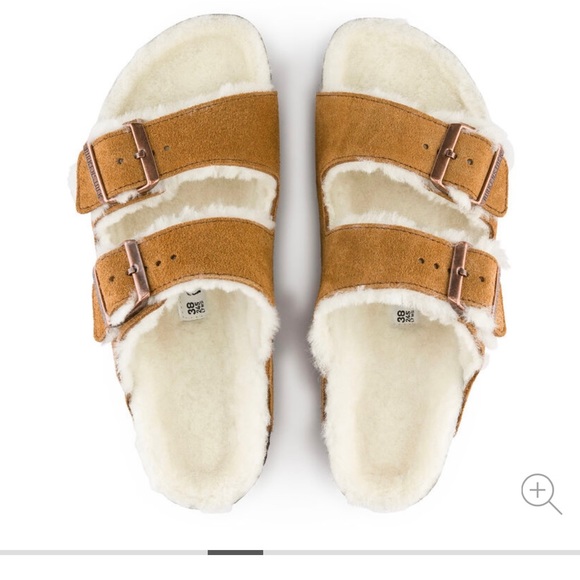 Birkenstock NWOT Arizona Suede/Shearling slides. Women’s size 36. New- no tag. - Picture 2 of 8